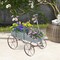 Rustic Wooden Wagon Planter with Metal Wheels for Flowers Herbs Succulents, Indoor or Outdoor